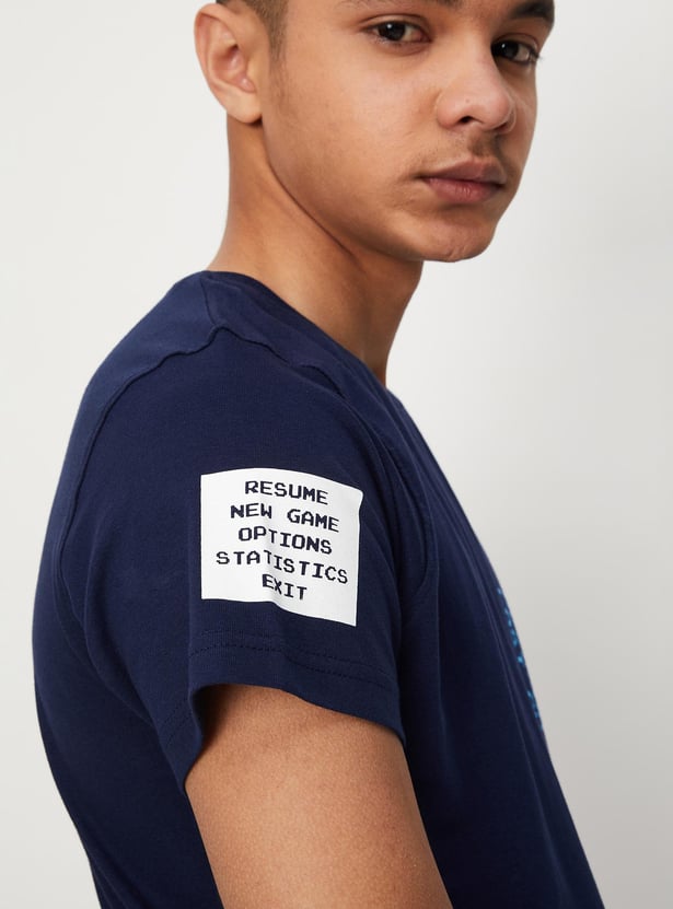 Boys Placement Printed Crew Neck T-shirt