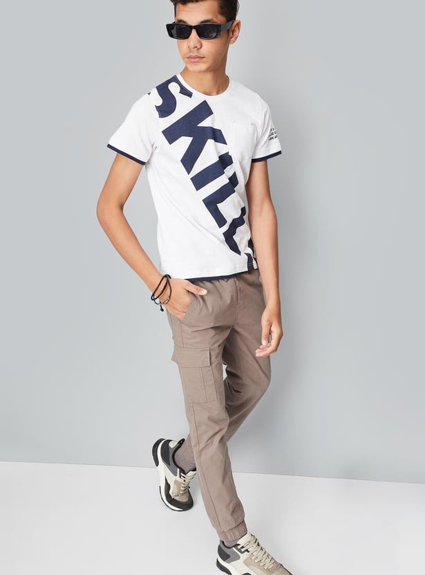 Boys Typographic Printed Crew Neck T-shirt
