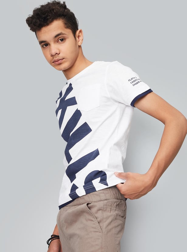 Boys Typographic Printed Crew Neck T-shirt