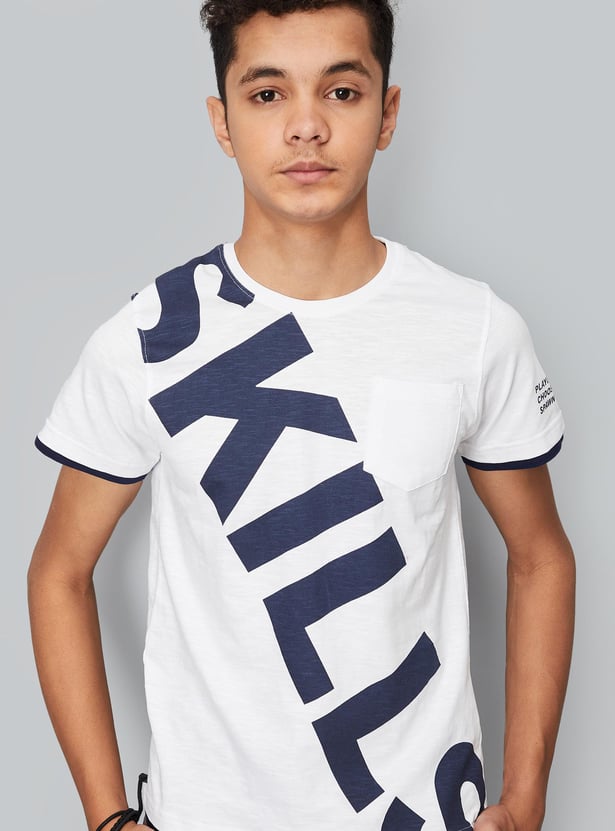 Boys Typographic Printed Crew Neck T-shirt
