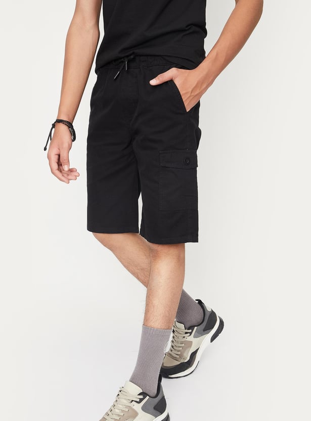 Boys Solid Woven Bermuda Shorts