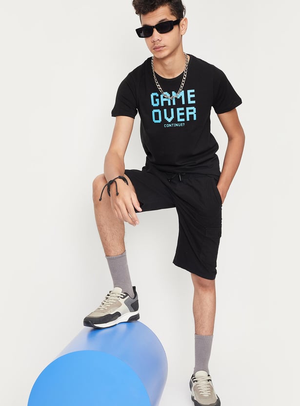 Boys Solid Woven Bermuda Shorts