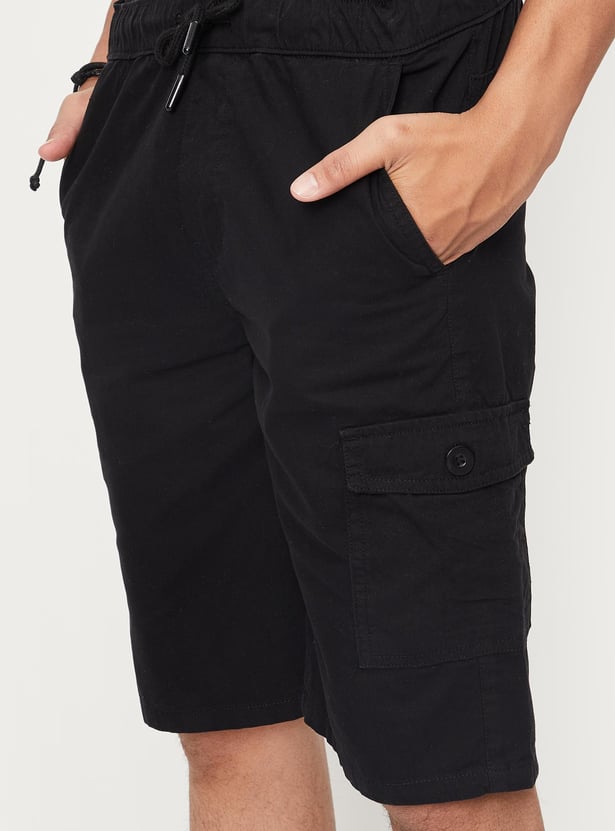 Boys Solid Woven Bermuda Shorts