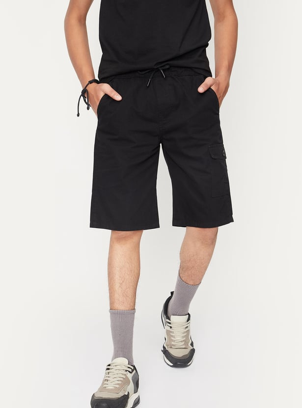 Boys Solid Woven Bermuda Shorts