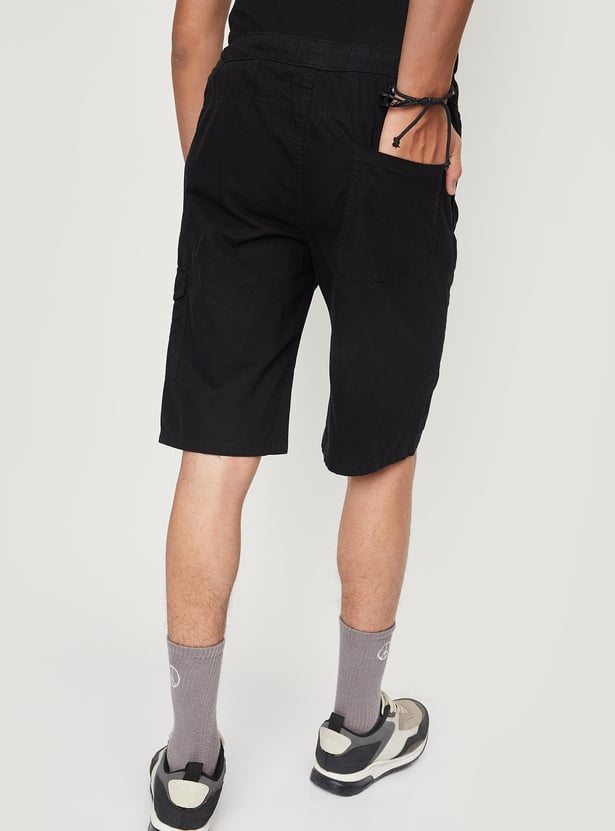 Boys Solid Woven Bermuda Shorts