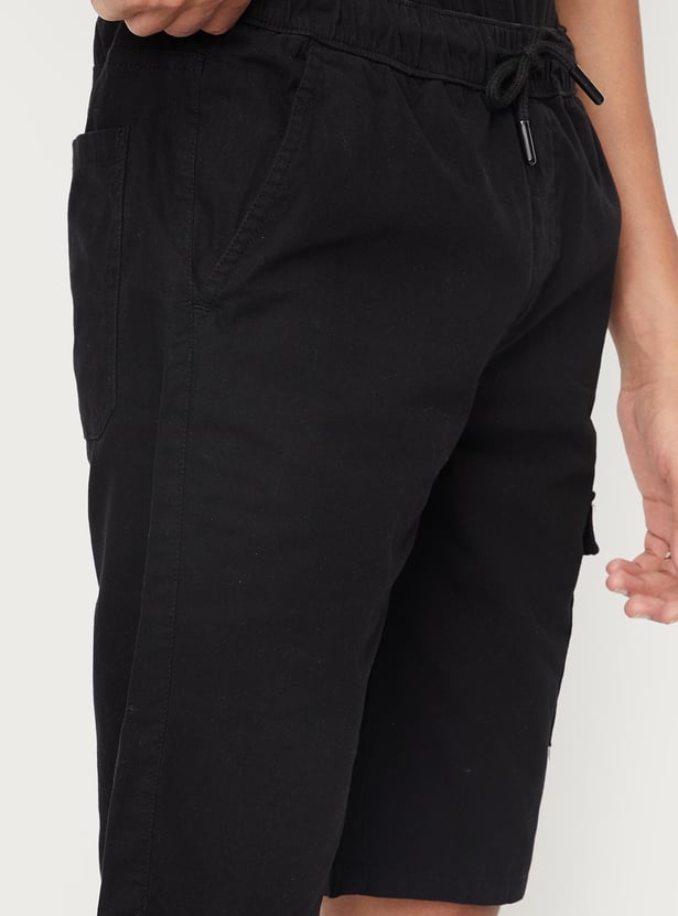 Boys Solid Woven Bermuda Shorts