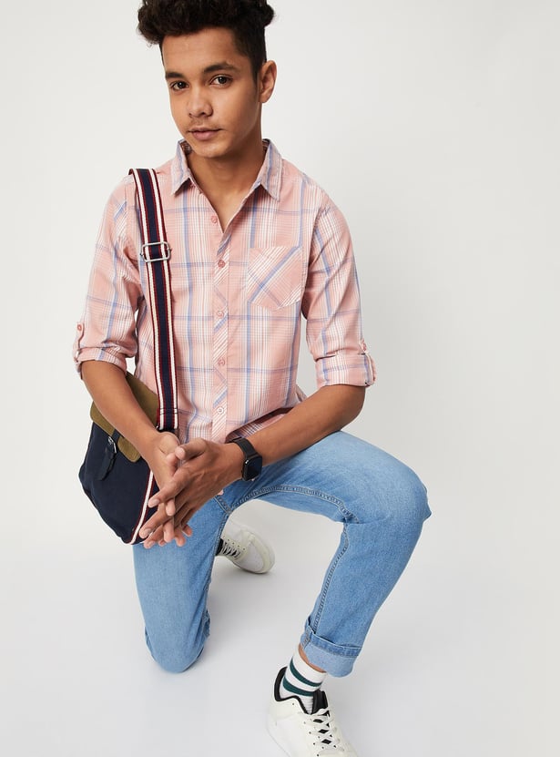 Boys Checked Yarn Dyed Casual Shirt