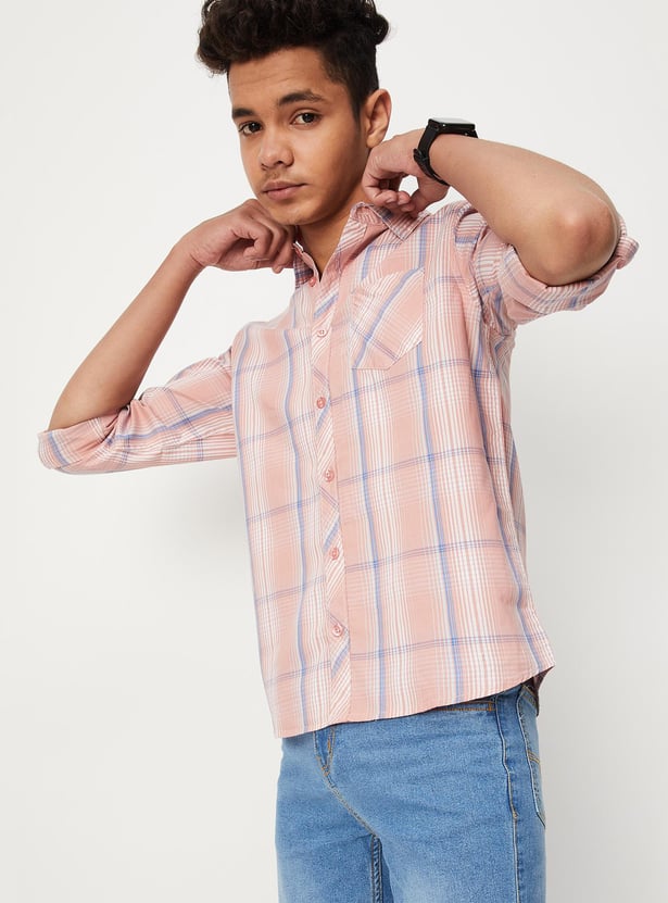 Boys Checked Yarn Dyed Casual Shirt