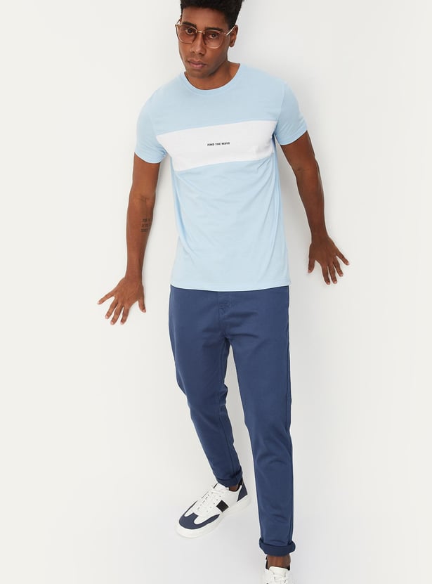 Men Colourblock Slim Fit T-shirt