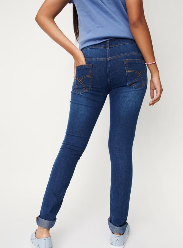 Girls Washed Slim Fit Jeans