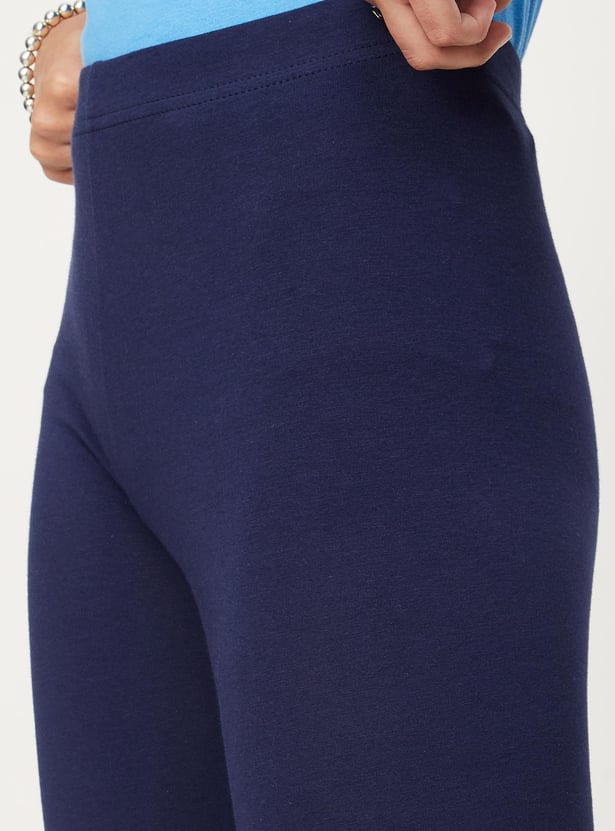 Girls Solid 3/4th Length Leggings