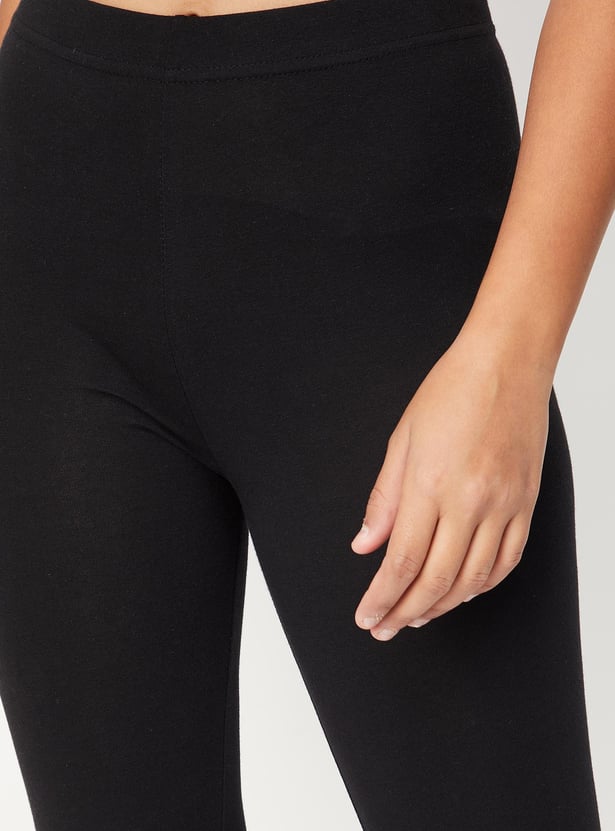 Girls Solid Full-Length Leggings