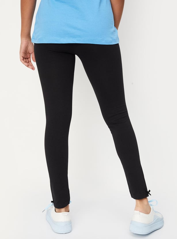 Girls Solid Full-Length Leggings