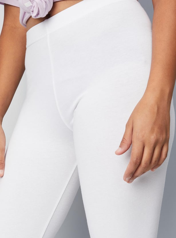 Girls Solid Full-Length Leggings