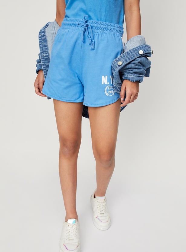 Girls Printed Side Paneled Shorts