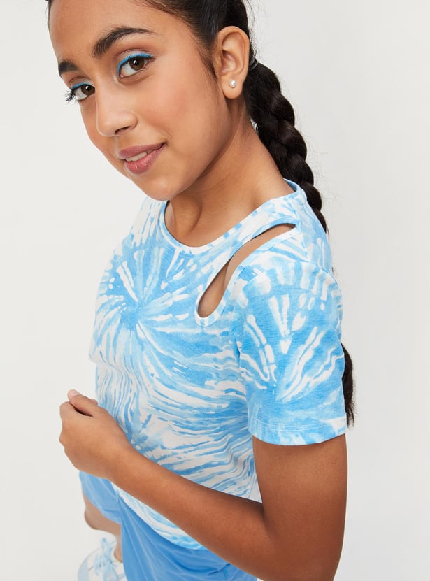 Girls Tie & Dye Cut-Out T-shirt