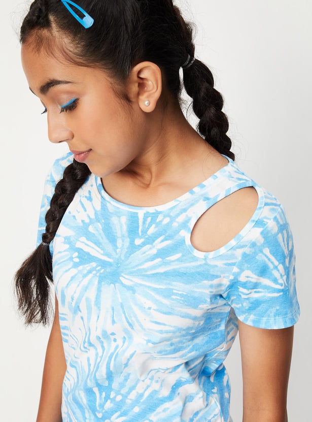 Girls Tie & Dye Cut-Out T-shirt