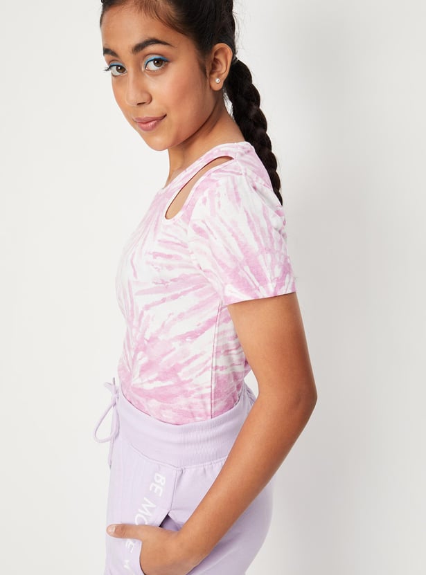 Girls Tie & Dye Cut-Out T-shirt