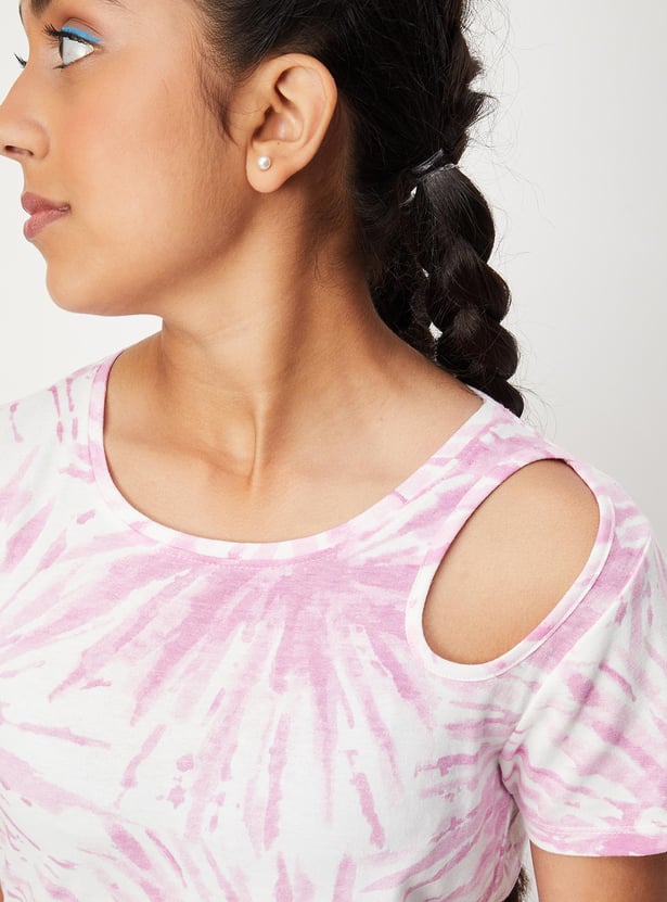 Girls Tie & Dye Cut-Out T-shirt