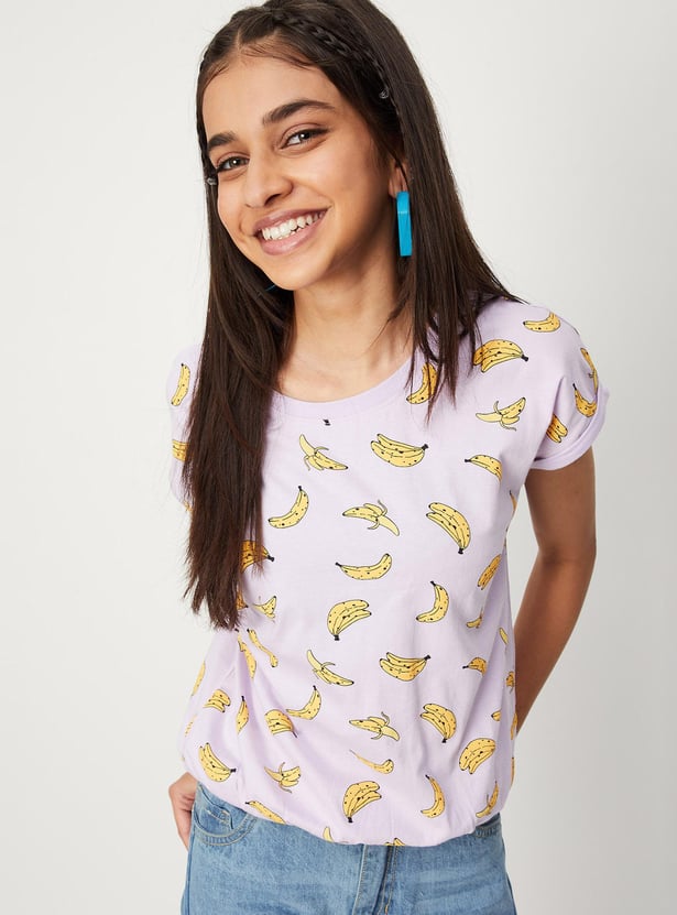 Girls Printed Elasticated Hem Top