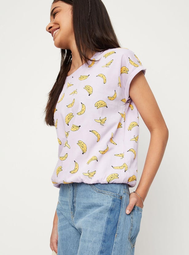 Girls Printed Elasticated Hem Top