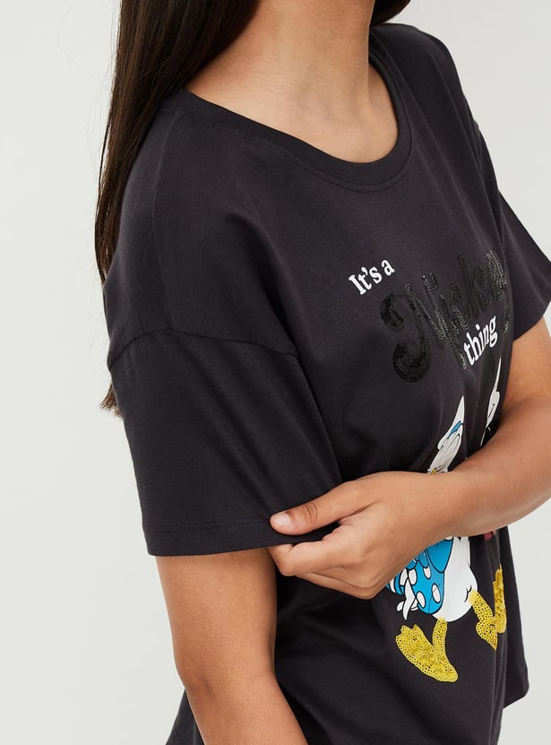 Girls Mickey Printed T-shirt