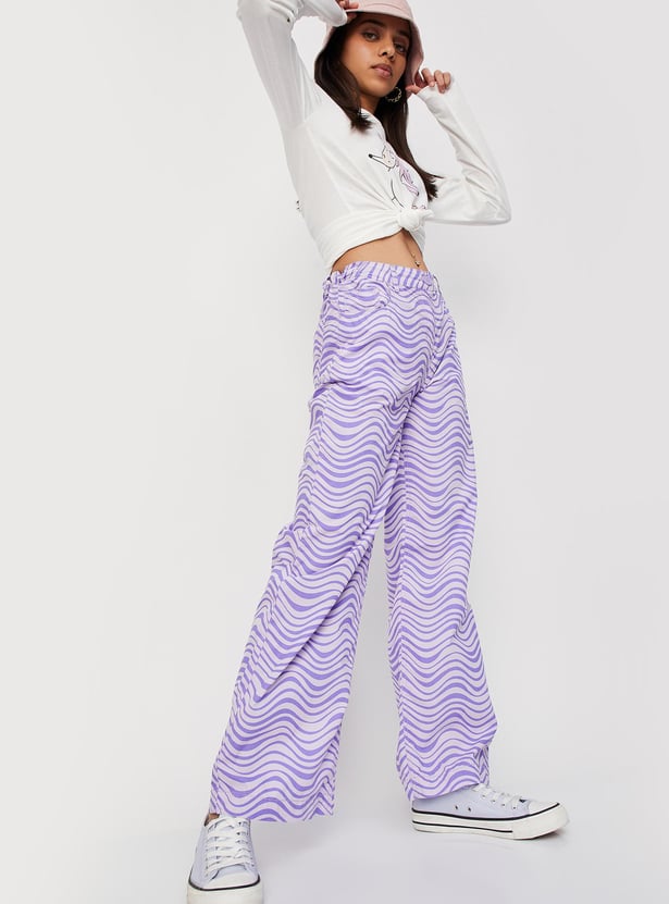 Girls Printed Wide Leg Trousers