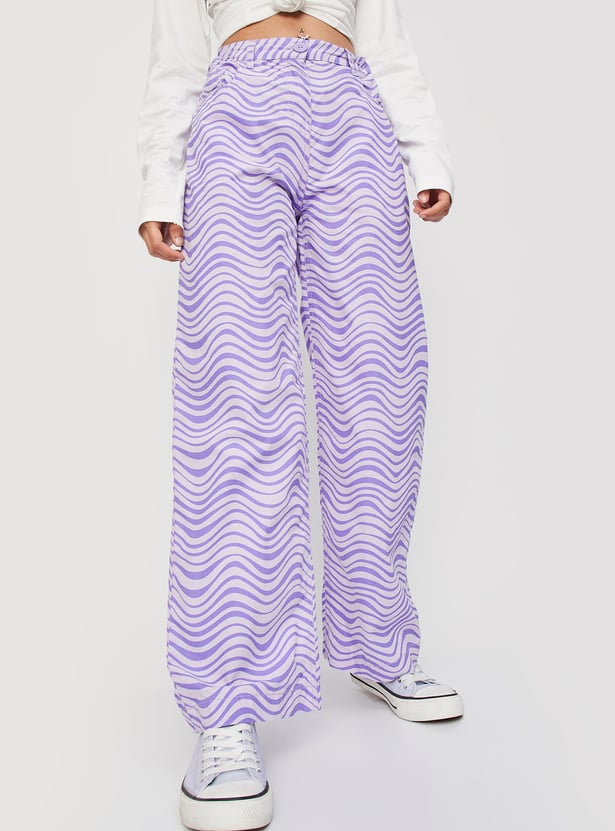 Girls Printed Wide Leg Trousers