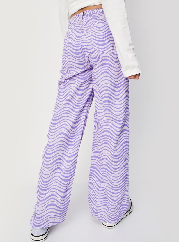 Girls Printed Wide Leg Trousers