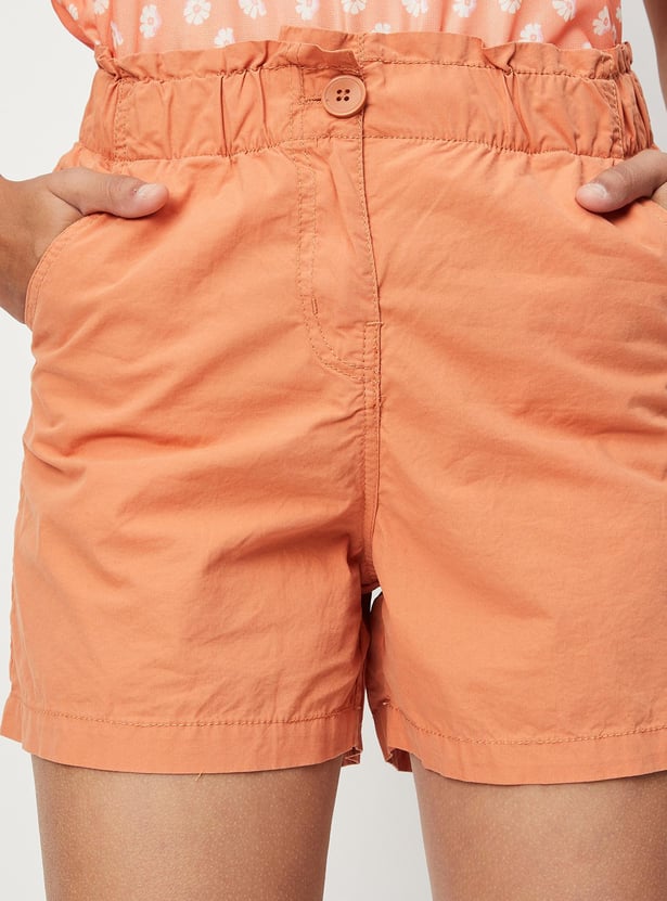 Girls Solid Woven Shorts