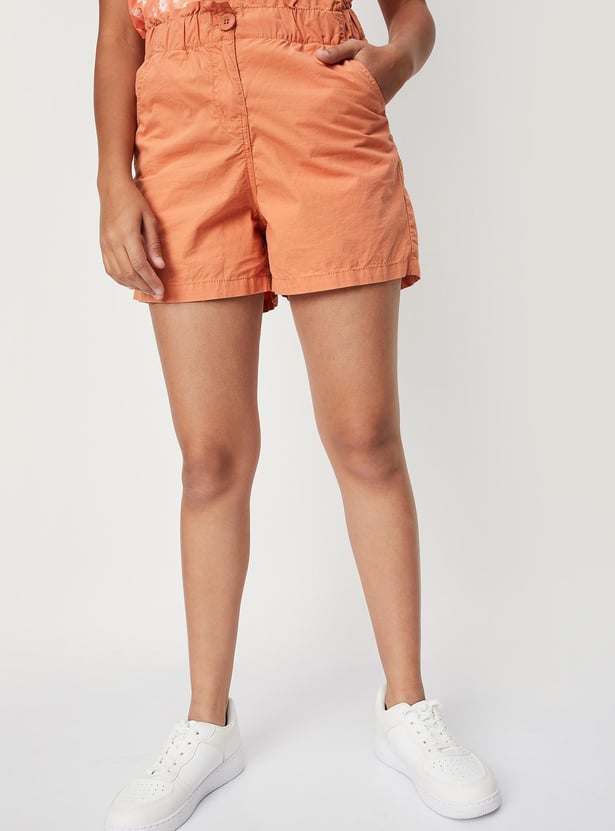 Girls Solid Woven Shorts