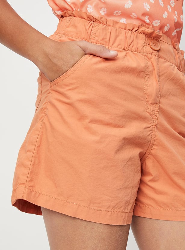 Girls Solid Woven Shorts