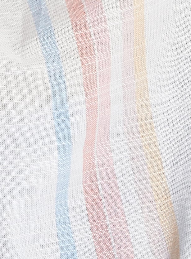 Girls Striped Tie-Up Sleeve Top