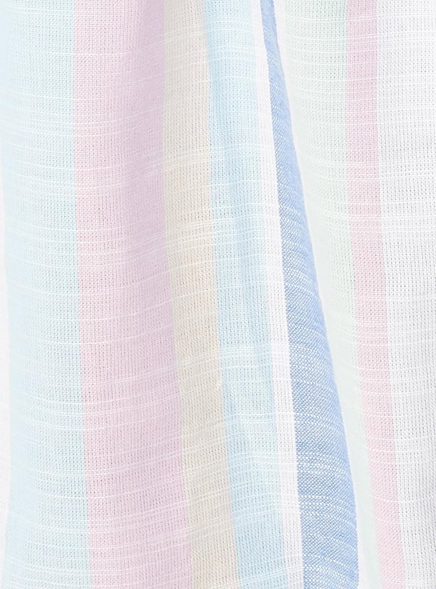Girls Striped Tie-Up Sleeve Top