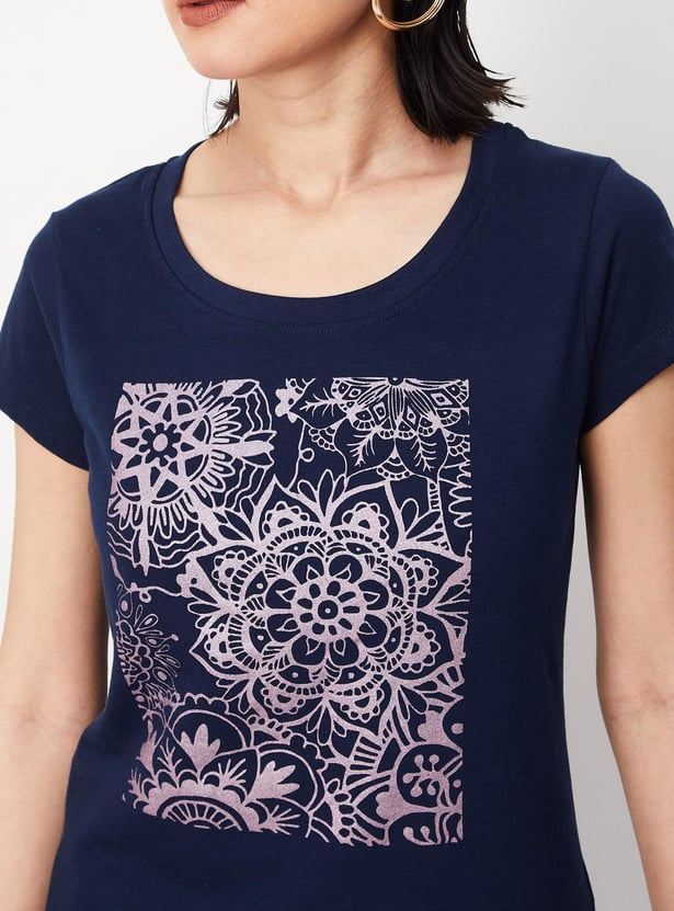 Women Round Neck Graphic T-shirt