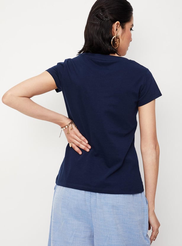 Women Round Neck Graphic T-shirt