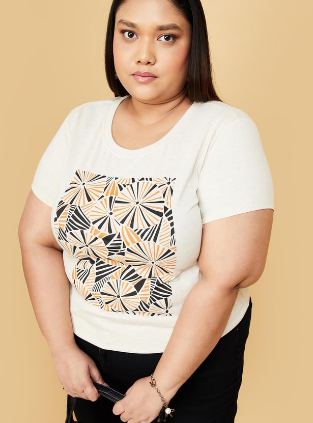 Women Round Neck Graphic T-shirt