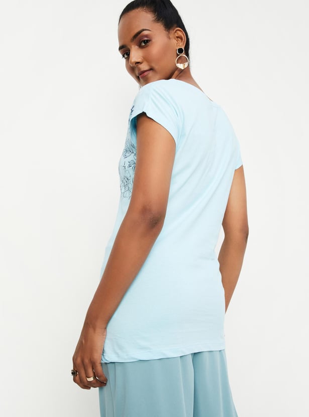 Women Round Neck Graphic T-shirt