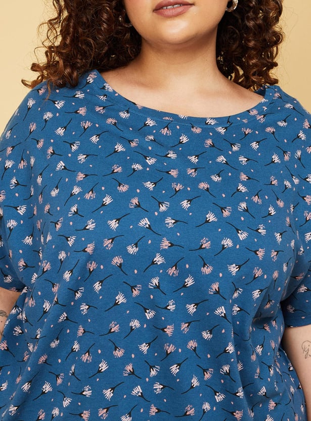Women Floral Printed Round Neck T-shirt