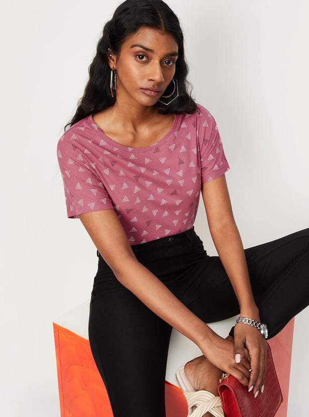 Women Printed Round Neck T-shirt