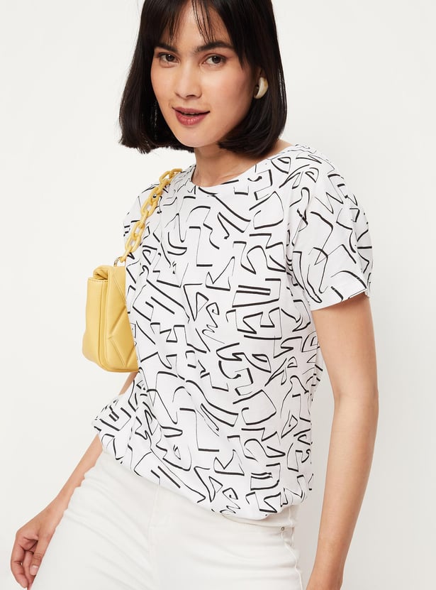 Women Round Neck Graphic T-shirt