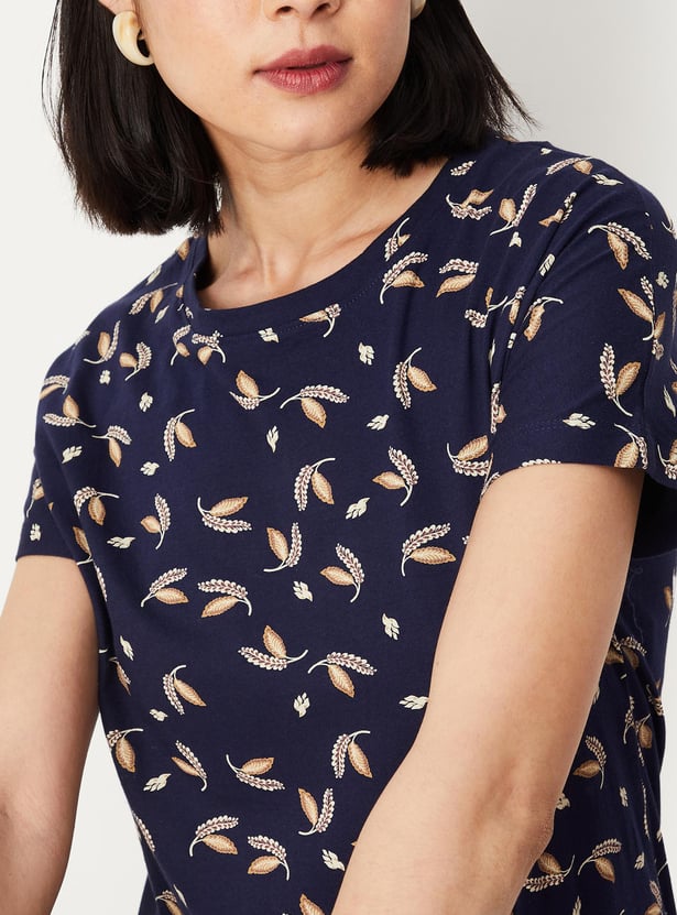 Women Printed Round Neck T-shirt