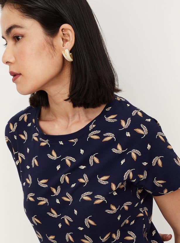 Women Printed Round Neck T-shirt