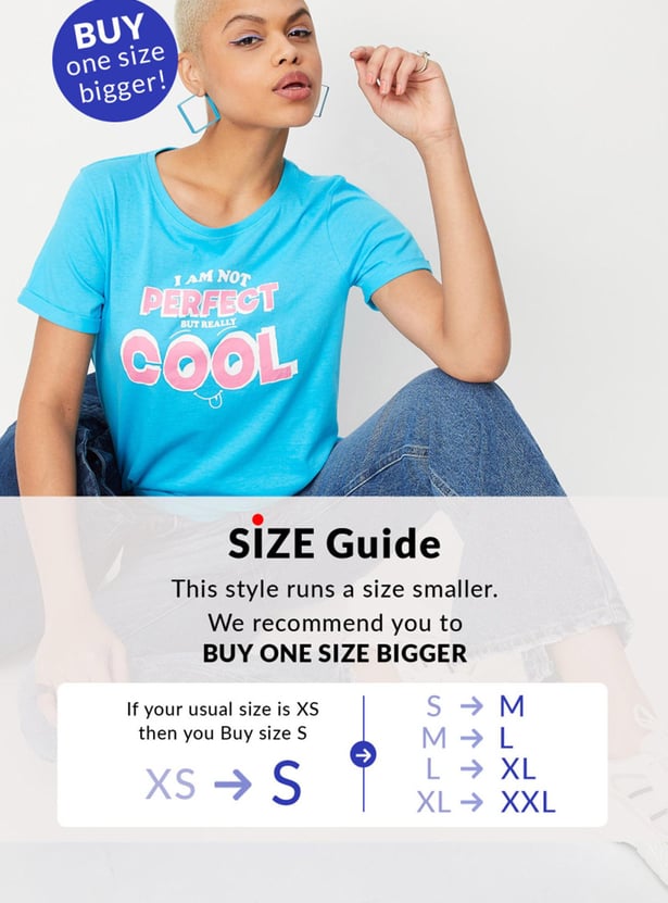 Women Slogan Printed Round Neck T-shirt