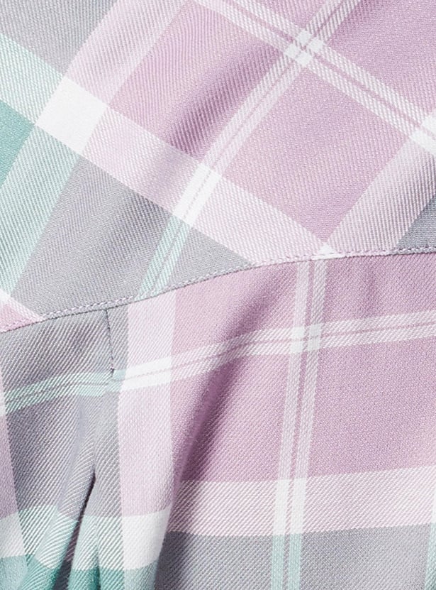 Women Checked Yarn Dyed Belted Tunic