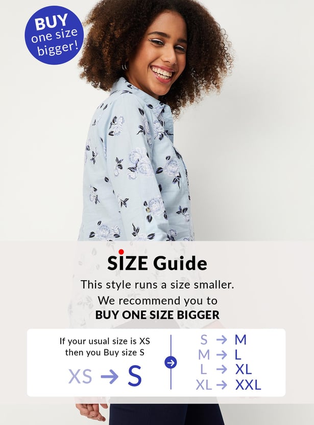 Women Floral Printed Double Pocket Shirt