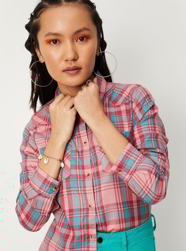 Women Checked Yarn Dyed Shirt