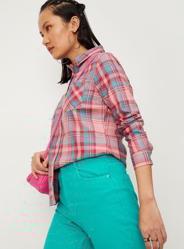 Women Checked Yarn Dyed Shirt
