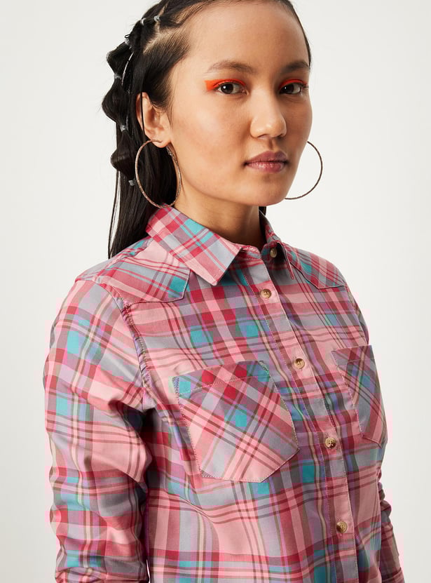 Women Checked Yarn Dyed Shirt
