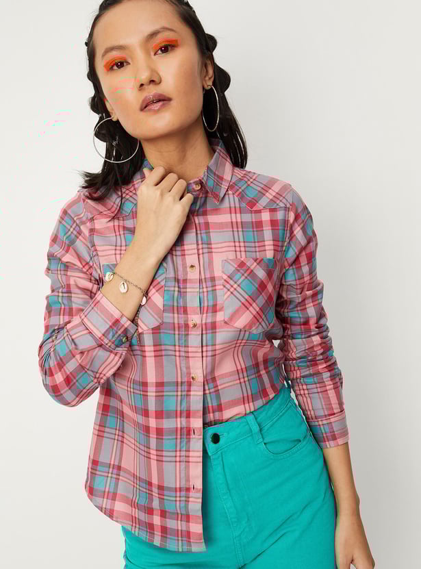 Women Checked Yarn Dyed Shirt